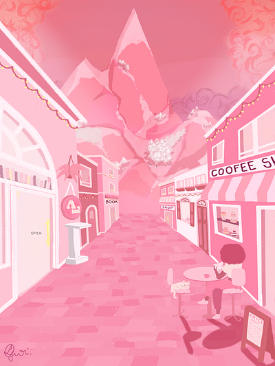 Commission for @vilaliteratura animals background cat commission commissions illustration people pink