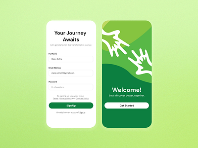 Wellness App - Sign Up Screen app app design app ios green onboarding signup ui ui design ux ux design wellness