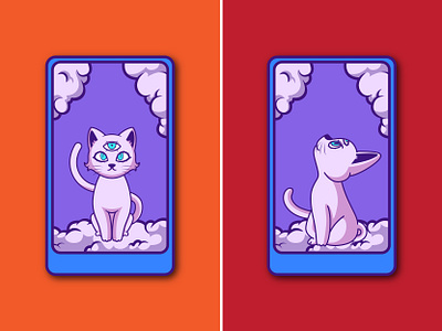 Cat Mascot for Tarot Card 3d branding card cartoon cat cute design graphic design illustration illustration art logo magic moon motion graphics occult tarot ui