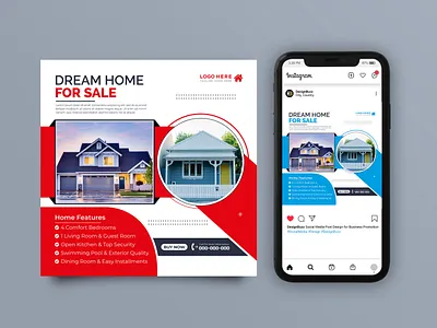 Real Estate Social Media Banner ads design advertising banner branding carousel creative design designer discount dream home graphic design instagram banner offer post poster property real estate sale social media square flyer