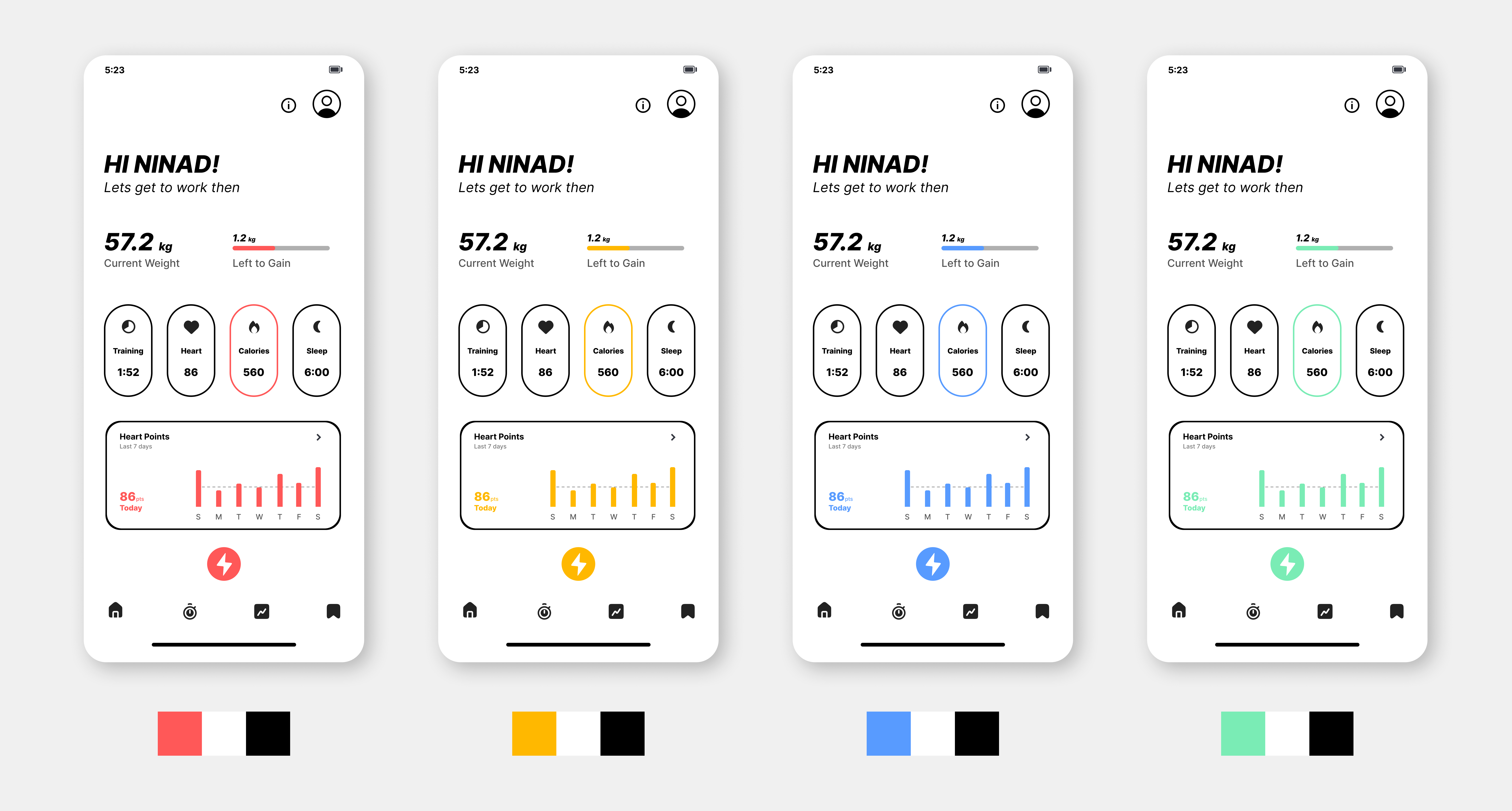 Sports fitness app app branding color color wheel design graphic design illustration interface logo modern primary simple sports ui uiux user interface ux white