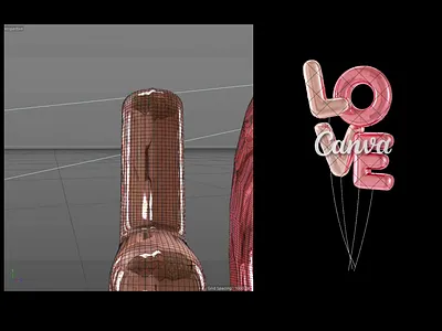 LOVE Mylar Balloons to Canva 3d balloons canva canva creator canva pro canvaelement cesar torres cinema4d foil mylar balloons formula creativa graphic design lettering love material metallic modeling pink process render valentines day