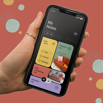 Mobile app for creating notes and to-do lists ui