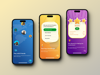 Onboarding Screens for a Trivia Game game illustration mobile app ui design