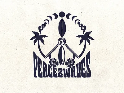 Peace & Waves beach beach art billabong earth graphic design illustration logo moon palm peace peace and waves peace sign surf surf culture surf style surfing t shirt print travel wave waves