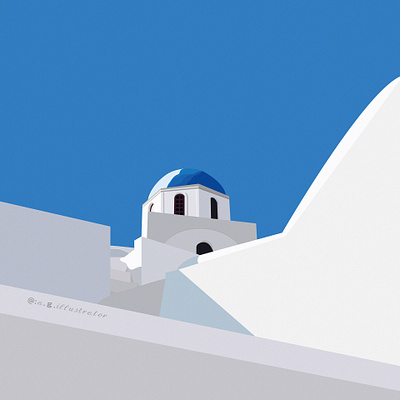 Greece. Santorini Island. White architecture. architectural building design digital art graphic design greece illustration landscape minimal modern poster realistic ui vector