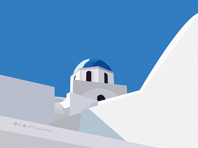 Greece. Santorini Island. White architecture. architectural building design digital art graphic design greece illustration landscape minimal modern poster realistic ui vector
