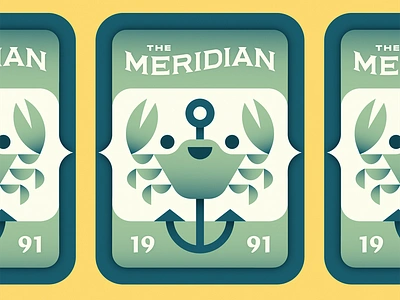 The Meridian badge design branding capecod coctails crab culinary graphic design illustration local logo menu nautical ocean oyster raw bar resturant seafood shellfish tourism typography