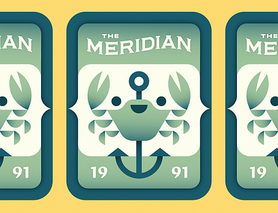 The Meridian badge design branding capecod coctails crab culinary graphic design illustration local logo menu nautical ocean oyster raw bar resturant seafood shellfish tourism typography
