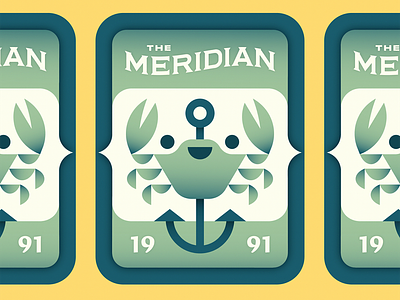 The Meridian badge design branding capecod coctails crab culinary graphic design illustration local logo menu nautical ocean oyster raw bar resturant seafood shellfish tourism typography