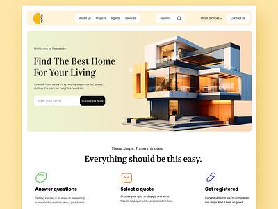 Real estatea Website design appaerment clean design home house interface landing page landingpage minimal property real estate real estate agency realestate realtor popular ui ui design uiux web design website website design