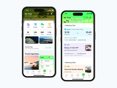 An app to plan your itinerary airplane daily practice gradual icon hotel icon icon design illustration itinerary meterial design 3 train travel travel app ui youthful colors youthful elements