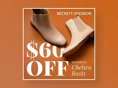 Boots Sale Social Ad ad ads boots clean facebook ad instagram post marketing meta minimal orange promo sale shoes simple social ad social media