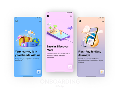 Travel App - Onboarding Screens creative design creative onboarding screens latest ui mobile app onboarding onboarding onboarding for travel app onboarding screen onboarding ui start screens travel travel agency travel application travel guide app travel ui trending ui