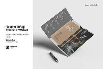 Floating Trifold Brochure Mockup float