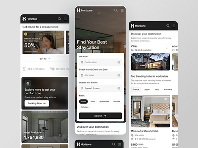 Horizone - Hotel Page (Responsive) adventure clean design design responsive hotel journey minimalist modern responsive staycation ticket travel traveller travelling web web design web design responsive website world