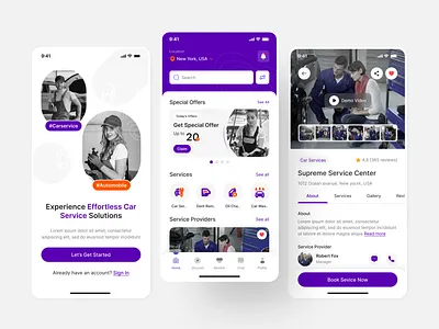 Car Service Mobile App | Car Mechanic Finder App UI Design android app app design app designer app developer app ui car mechanic finder app car repair car service app design figma hire ui ux designer insightlancer ios mobile application ui ui design uiux user experience ux