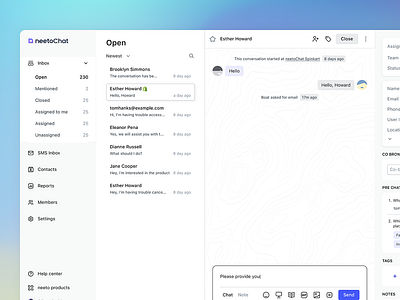 Chat, connect, collaborate in real-time with neetoChat product ui ux visual design