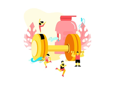 Gym Illustration active activity athlete bodybuilder cardio dumbbells exercise fit fitness gym healthy illustration lifestyle sport sportswear training weight woman workout yoga