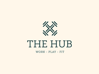 The Hub Logo Design branding business classic co working space company fit fitness gym hub logo design logomark meet office play social visual identity wellness work workout workspace