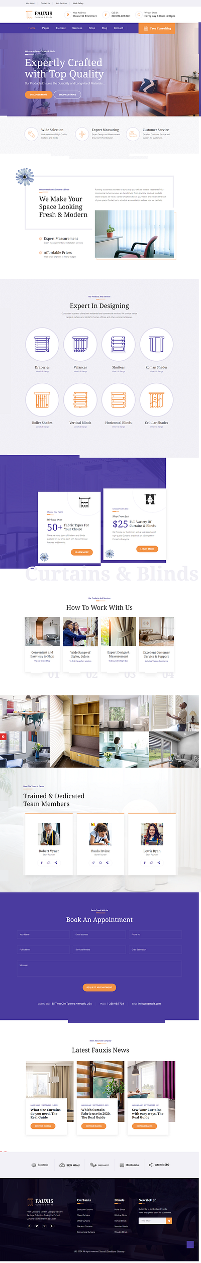 Curtain Company Website branding design graphic design ui ux website wordpress