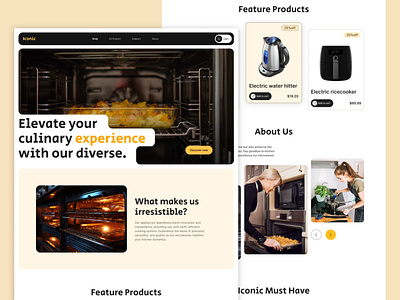 iconic microwave -website air amazon blog cooking ecommerce electric figma food fryer kitchen landing microwave minimal online page product shop timer ui website