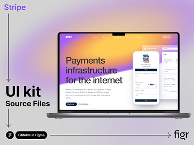 Make Stripe UI your own branding design editable figma figma editable finance app free kit landing page payment paypal platform software stripe ui ui kit ui ux web app web design website