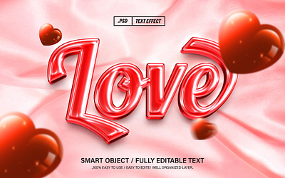 Love 3D Editable Text Effect Style 3d action cute graphic design hearts love love 3d text love 3d text effect love action love text effect lovely psd love text effect