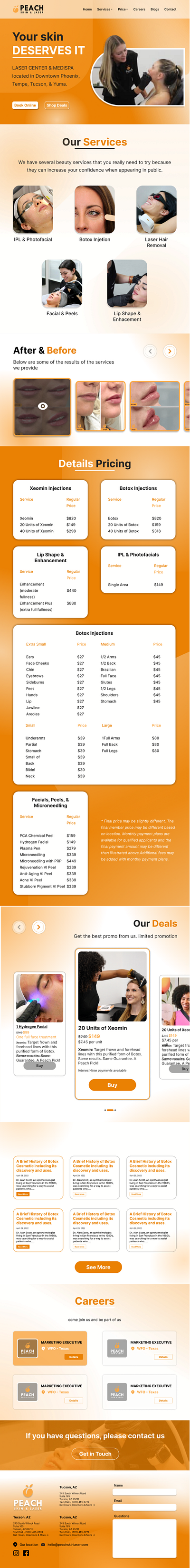 Peach Skin & Laser Landing Page Design apps dashboard design landing page splash ui uiux ux web design
