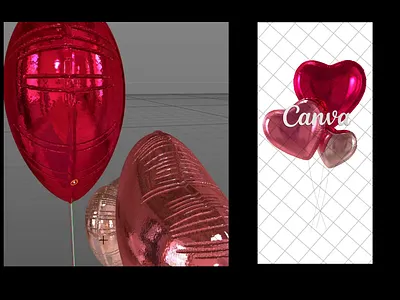 Foil Mylar Heart Ballons 3d 3d art 3d artsit balloons canva creator canva elements canva latam cesar torres cinema4d foil mylar ballons formula creativa globos heart modeling 3d pink red render valentines day