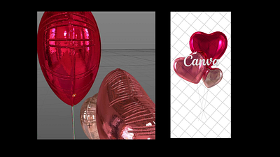 Foil Mylar Heart Ballons 3d 3d art 3d artsit balloons canva creator canva elements canva latam cesar torres cinema4d foil mylar ballons formula creativa globos heart modeling 3d pink red render valentines day