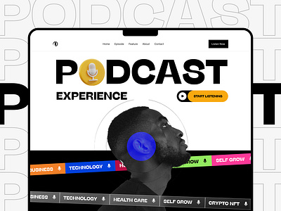 Podcast Website Landing Page artist colorful web design entertainment interview landing page listening live streaming microphone music podcast podcast ui podcast web podcasting radio songs spotify ui uiux web design