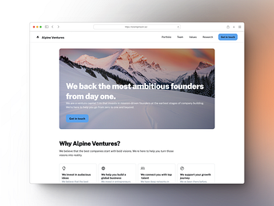 Alpine Venture Landing Page landing page