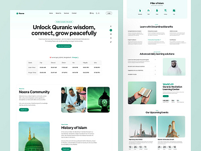 islamic community landing page - Noora 2024 community event islamic islamic community website islamic landing page islamic platform landing page muslim networking product design quran ui design uiux design visual design web web design website