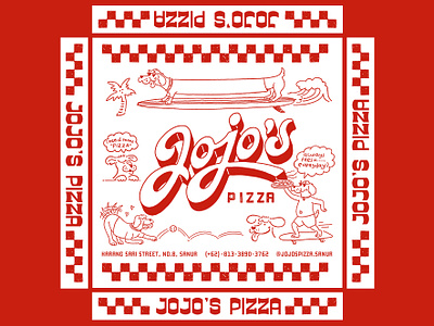 JOJO'S PIZZA BOXES branding handrawn illustration pizza box vintage vintage logo