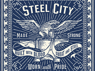 STEEL CITY BANDANA artwork bandana bandana vintage graphic design handrawn illustration vintage vintage logo