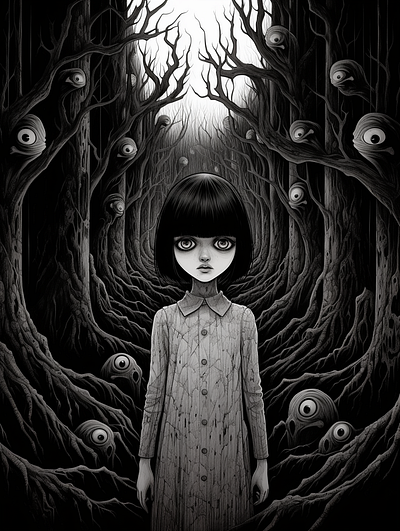 Echoes of Junji Ito dark dark illustration ia junji ito