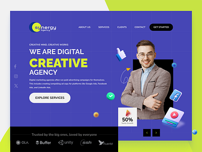 Creative Digital Agency Landing Page Design creative creative agency design digital digital landing page graphic design trending ui user interface ux