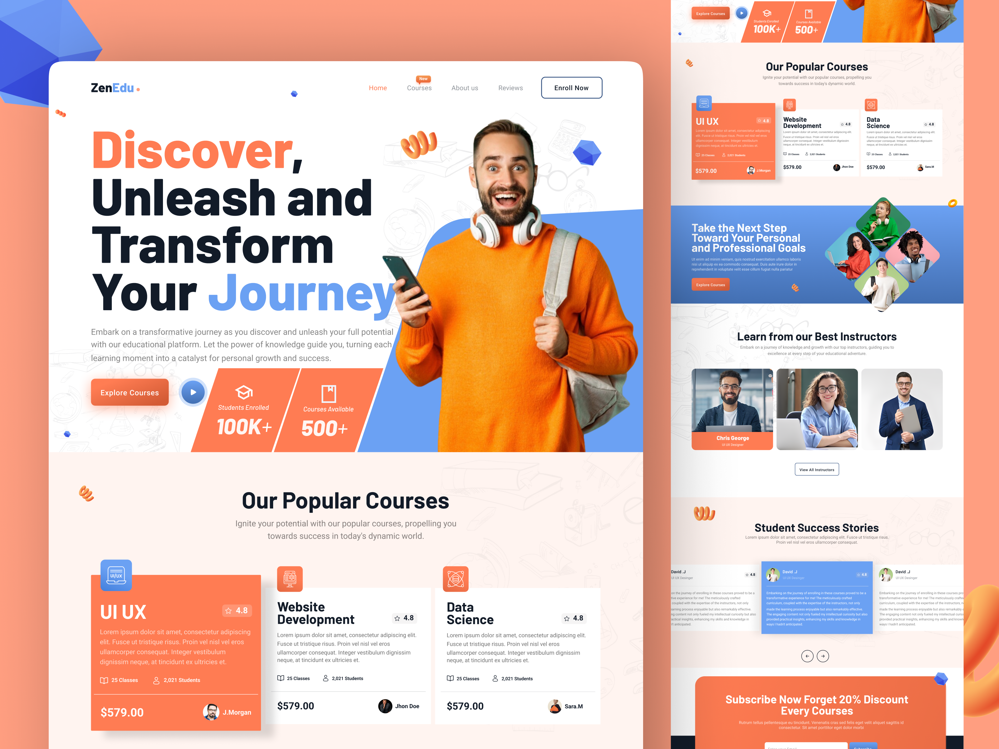Online Courses Landing Page branding graphic design ui