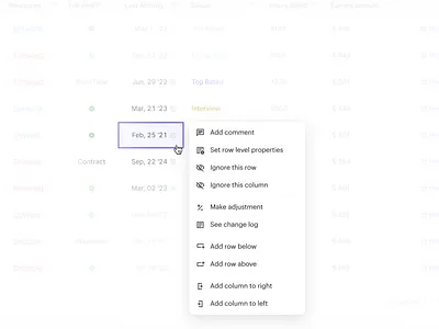 Dropdown | Table cell actions b2b comments dashboard design system dropdown more options right click saas table ui design