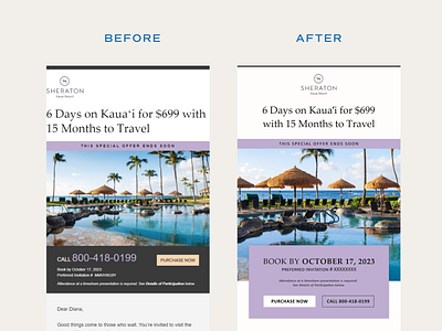 Sheraton Email Redesign email design