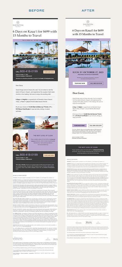 Sheraton Email Redesign email design