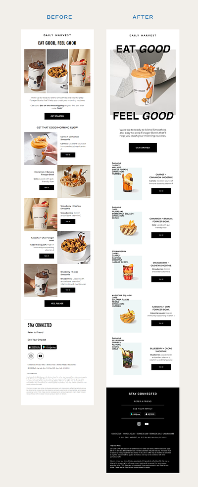 Daily Harvest Email Redesign email design