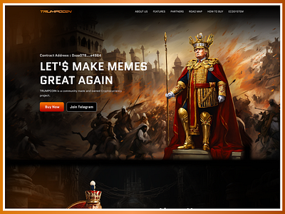 Trump Meme Coin Web UI Kit coin crypto invester currency design figma figma design forex market coin meme coin meme coin website responsive token trump meme coin trump token coin ui ui kit web ui kit