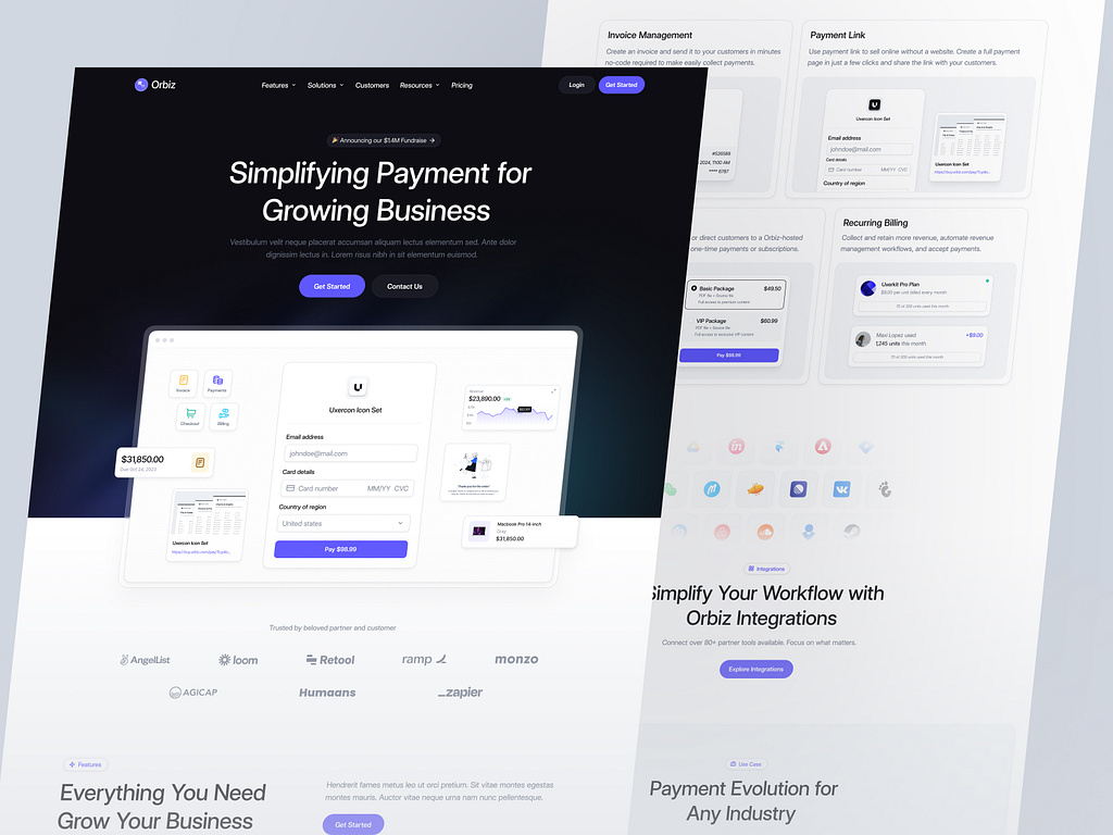 Orbiz - SaaS Website Template by Barly Design for UI8 on Dribbble