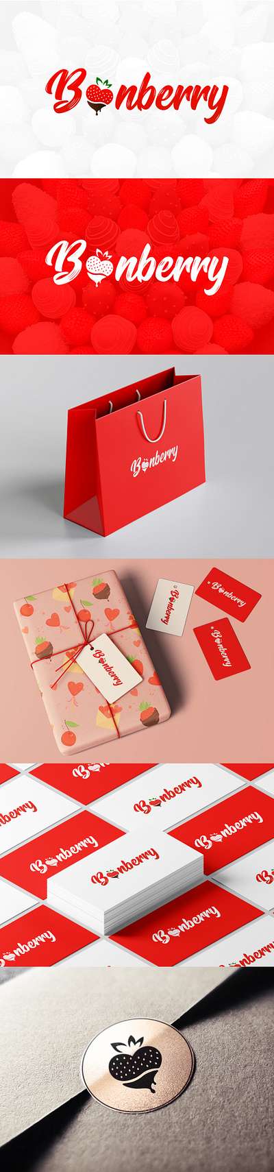 Bonberry — Logo Design adobe illustrator adobe photoshop bouquet brand identity brandbook branding chocolate corporate identity design flyer graphic design logo logo design logofolio minimal polygraphy print design strawberry vector tracing visual identity