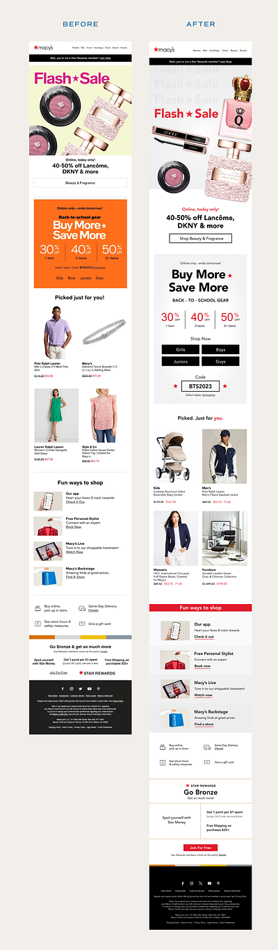Macy's Email Redesign email design
