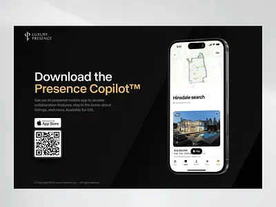 Luxury Presence | Get the App app mockup app promotion download app get the app home search landing page productdesign property real estate agent collaboration real estate app real estate copilot real estate platform real estate saas saas ui uxuidesign webdesign