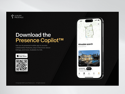 Luxury Presence | Get the App app mockup app promotion download app get the app home search landing page productdesign property real estate agent collaboration real estate app real estate copilot real estate platform real estate saas saas ui uxuidesign webdesign