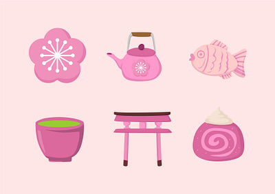 Spring Japanese design graphic design illustration japanese pink spring sticker